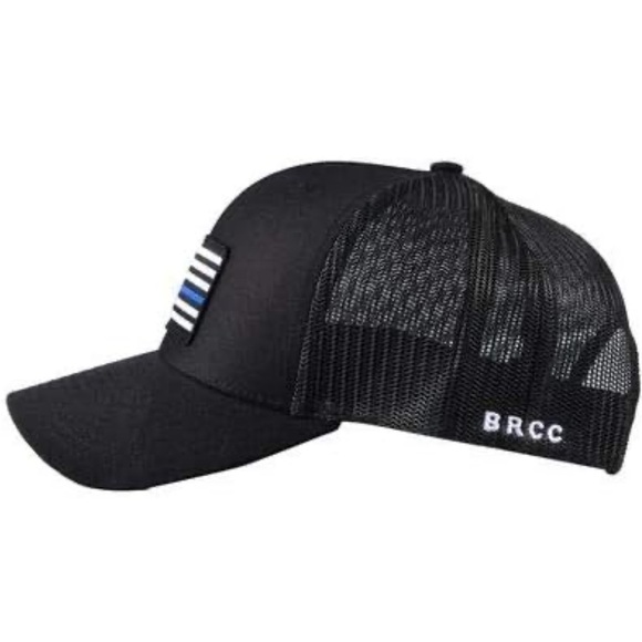 Black Rifle Coffee Company Thin Blue Line Hat Black with Black Mesh Adjustable - Picture 3 of 5